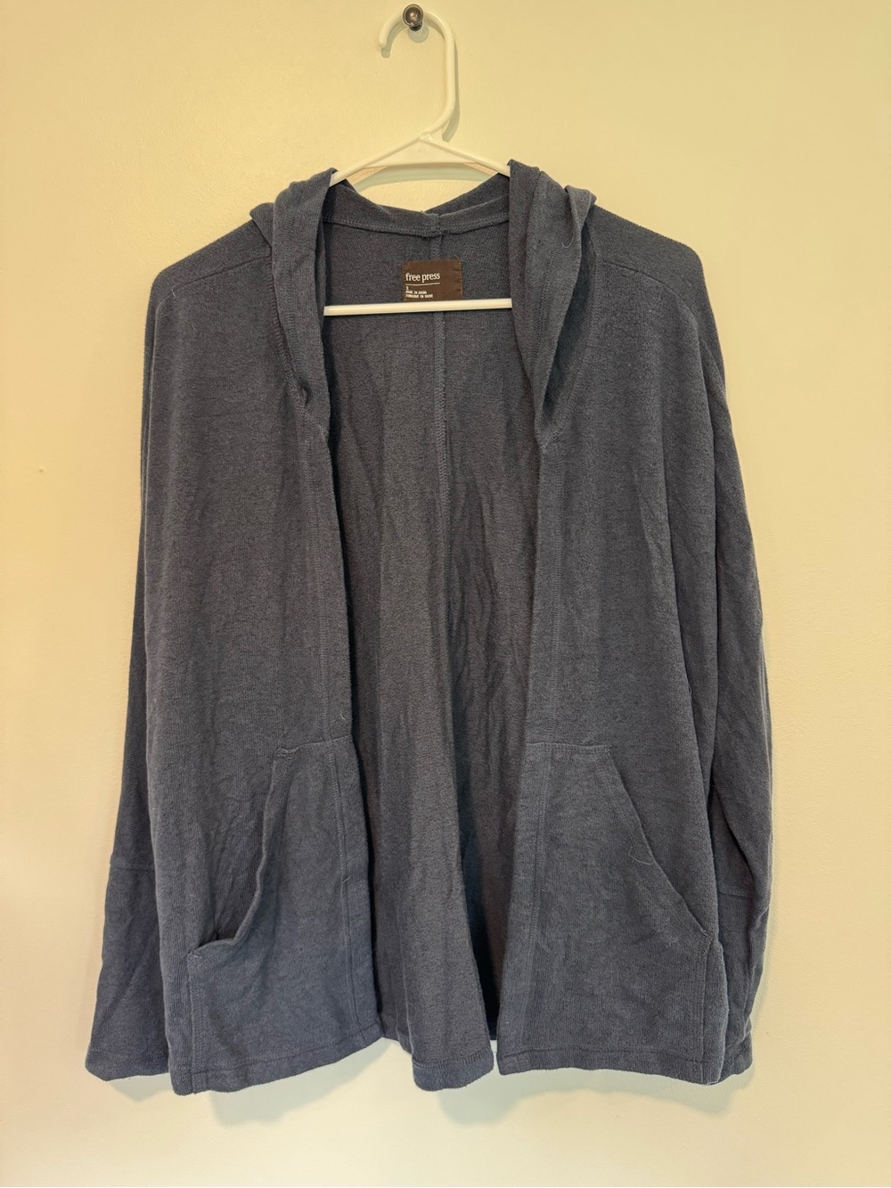 free press Women's Slate Blue Hooded Open Cardigan